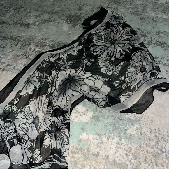 Brighton Accessories - Brighton Floral Sheer Scarf in Black and Gray